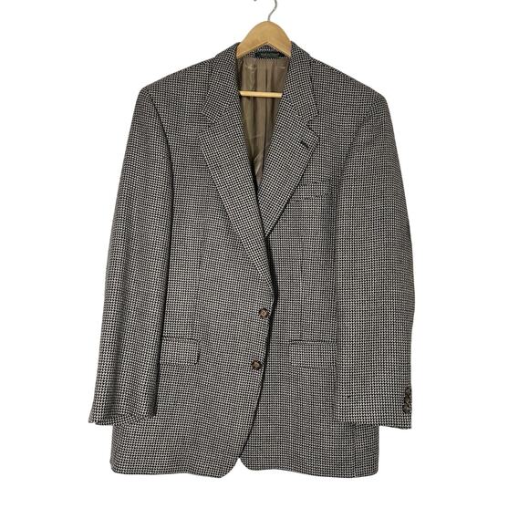 Brandini 100% Wool Blazer Jacket Sport Coat 44T Houndstooth Brown Gray - Picture 1 of 14
